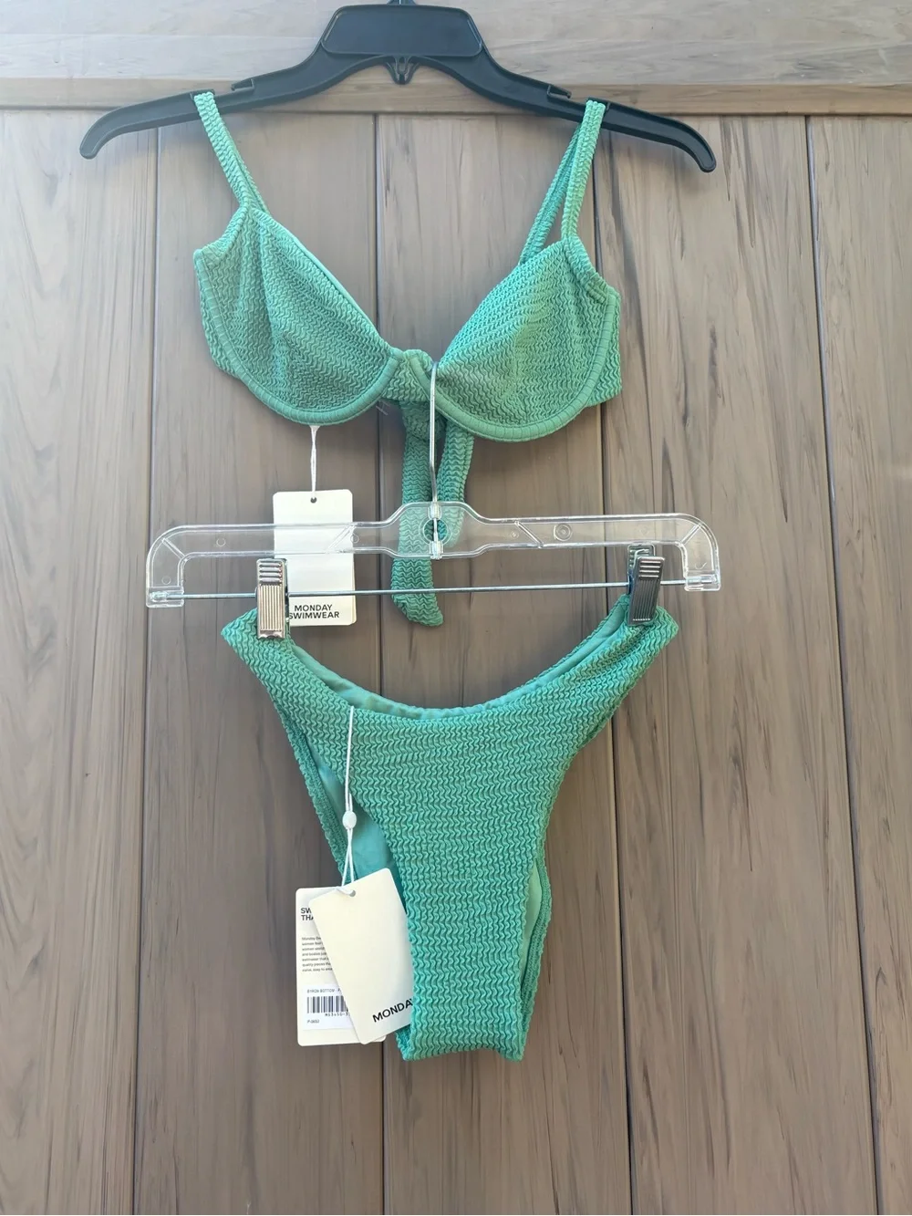 Monday Swimwear Capri Bikini Top + Byron Bottoms in Pond Crinkle New with Tags!